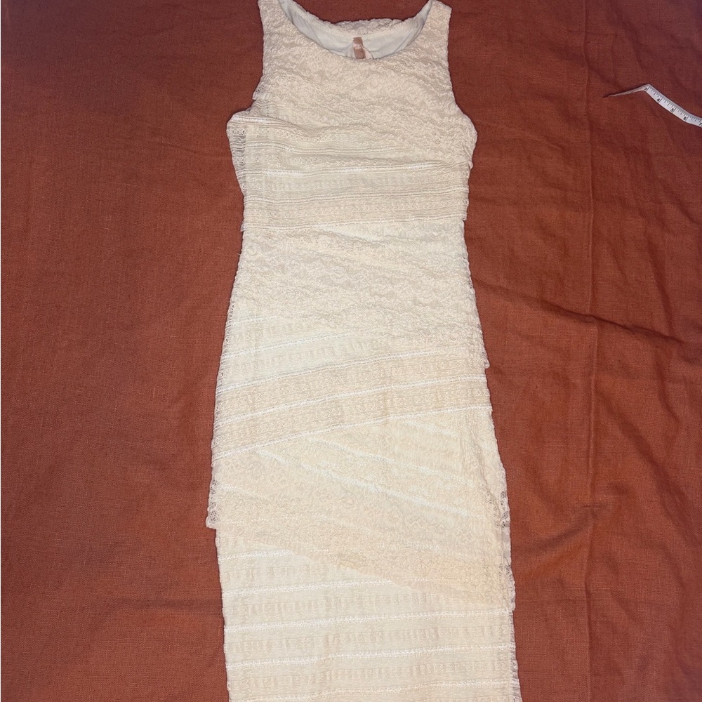 Anthropologie Cream Lace stretchy sheath Dress
